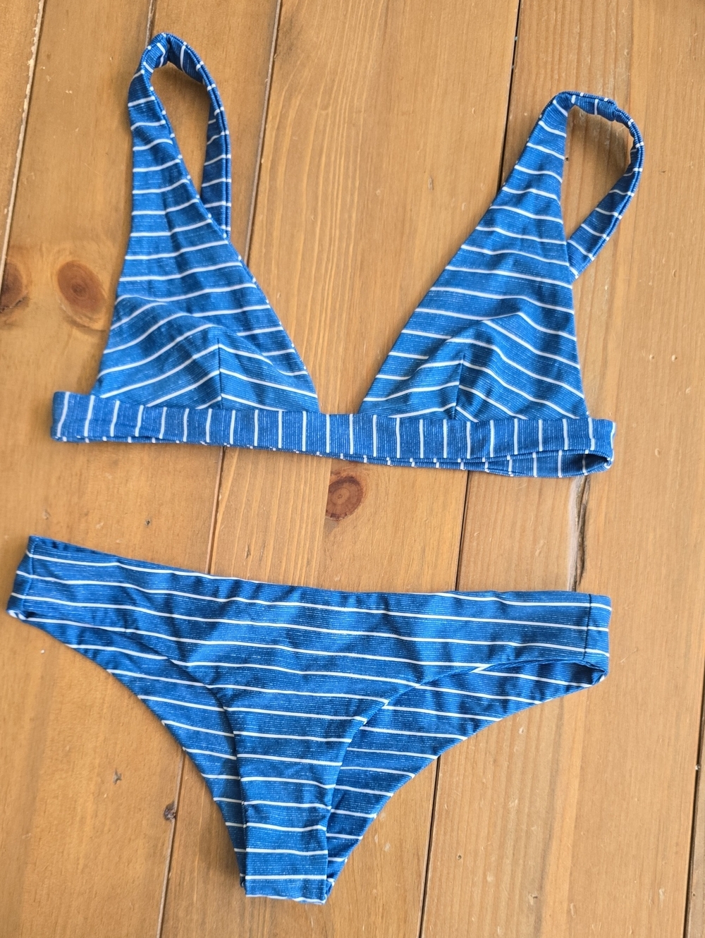 Rip Curl - Small - Striped Blue Bikini Set - Triangle Top